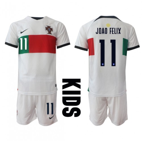 Fotbalové Dres Portugalsko Joao Felix #11 Dětské Venkovní MS 2022 Krátký Rukáv (+ trenýrky)
